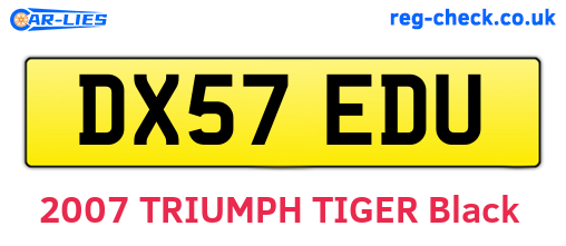 DX57EDU are the vehicle registration plates.