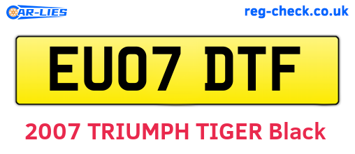 EU07DTF are the vehicle registration plates.