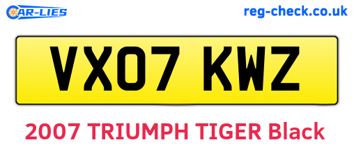 VX07KWZ are the vehicle registration plates.