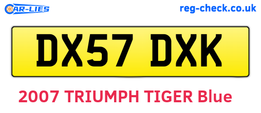 DX57DXK are the vehicle registration plates.