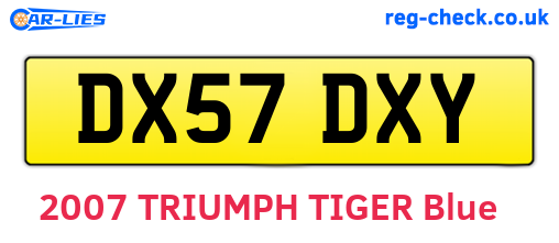 DX57DXY are the vehicle registration plates.