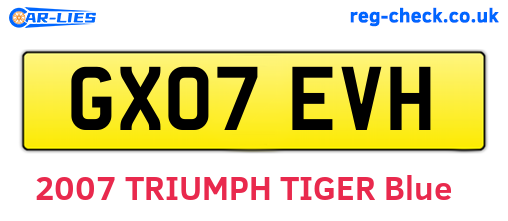 GX07EVH are the vehicle registration plates.