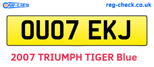 OU07EKJ are the vehicle registration plates.