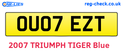 OU07EZT are the vehicle registration plates.