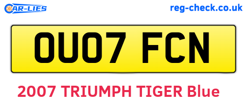 OU07FCN are the vehicle registration plates.