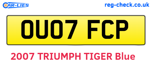OU07FCP are the vehicle registration plates.
