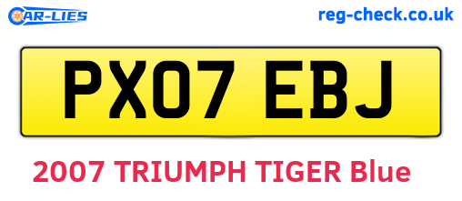 PX07EBJ are the vehicle registration plates.