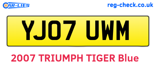 YJ07UWM are the vehicle registration plates.