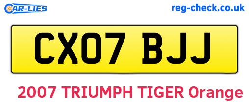 CX07BJJ are the vehicle registration plates.