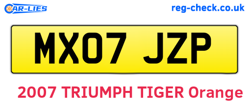 MX07JZP are the vehicle registration plates.