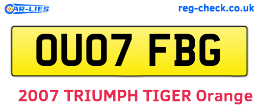 OU07FBG are the vehicle registration plates.