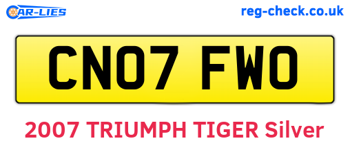 CN07FWO are the vehicle registration plates.