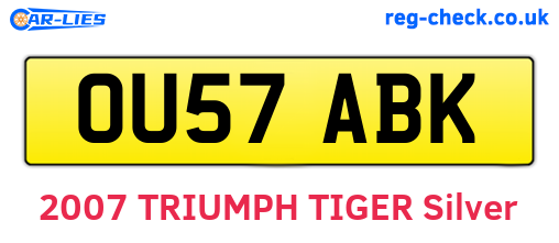 OU57ABK are the vehicle registration plates.