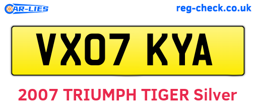 VX07KYA are the vehicle registration plates.