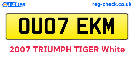 OU07EKM are the vehicle registration plates.