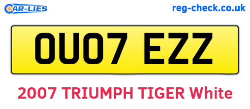 OU07EZZ are the vehicle registration plates.