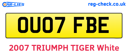 OU07FBE are the vehicle registration plates.