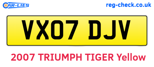 VX07DJV are the vehicle registration plates.