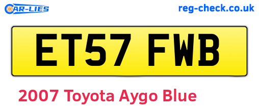 Toyota with registration plate ET57FWB