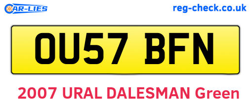 OU57BFN are the vehicle registration plates.