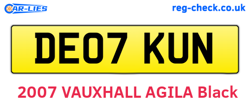 DE07KUN are the vehicle registration plates.
