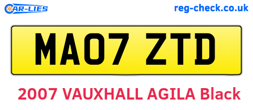 MA07ZTD are the vehicle registration plates.