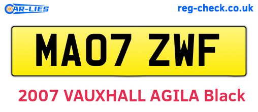 MA07ZWF are the vehicle registration plates.