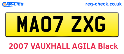 MA07ZXG are the vehicle registration plates.