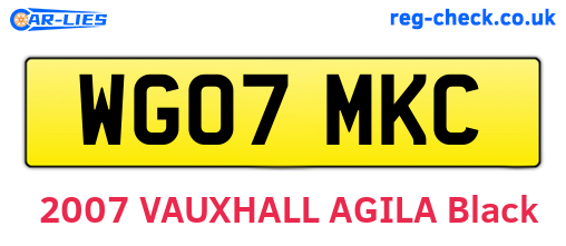 WG07MKC are the vehicle registration plates.