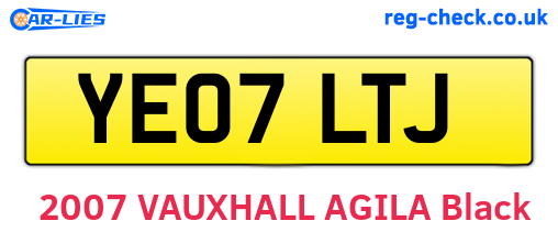 YE07LTJ are the vehicle registration plates.
