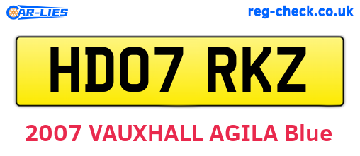 HD07RKZ are the vehicle registration plates.