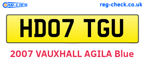 HD07TGU are the vehicle registration plates.