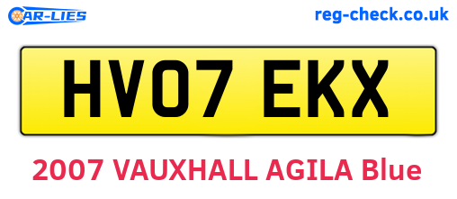 HV07EKX are the vehicle registration plates.