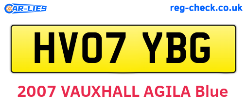 HV07YBG are the vehicle registration plates.