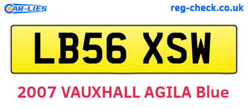 LB56XSW are the vehicle registration plates.