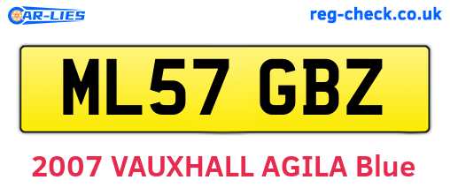 ML57GBZ are the vehicle registration plates.