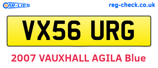 VX56URG are the vehicle registration plates.