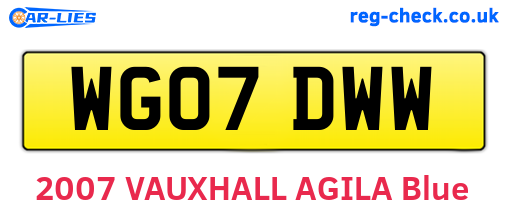 WG07DWW are the vehicle registration plates.