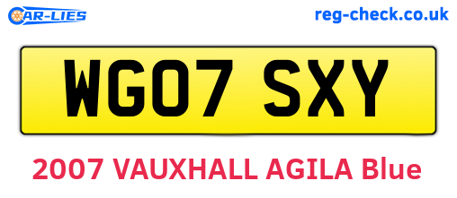 WG07SXY are the vehicle registration plates.