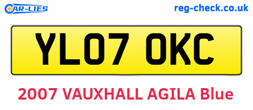YL07OKC are the vehicle registration plates.