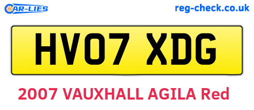 HV07XDG are the vehicle registration plates.