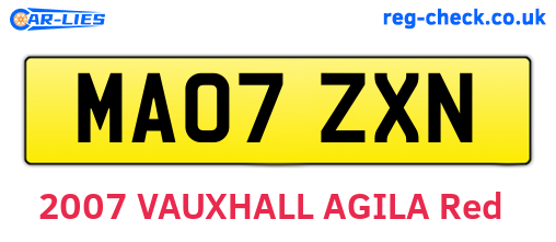 MA07ZXN are the vehicle registration plates.