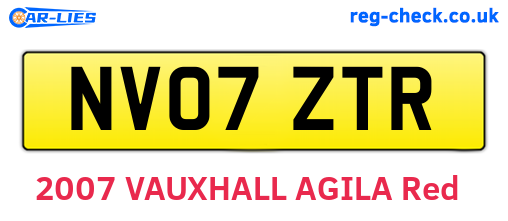 NV07ZTR are the vehicle registration plates.