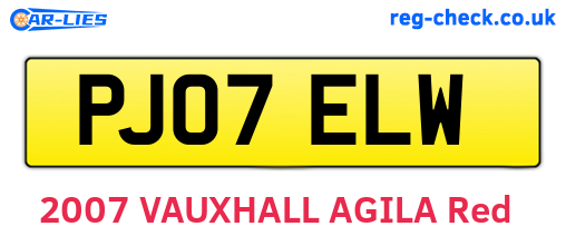 PJ07ELW are the vehicle registration plates.