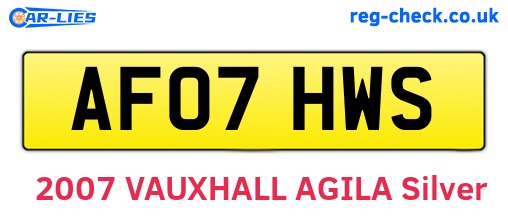 AF07HWS are the vehicle registration plates.