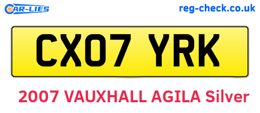 CX07YRK are the vehicle registration plates.