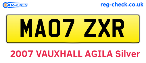 MA07ZXR are the vehicle registration plates.