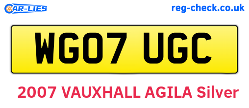 WG07UGC are the vehicle registration plates.