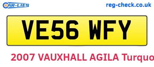 VE56WFY are the vehicle registration plates.