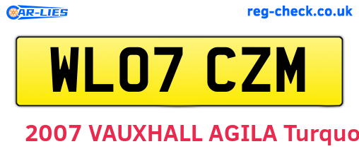 WL07CZM are the vehicle registration plates.